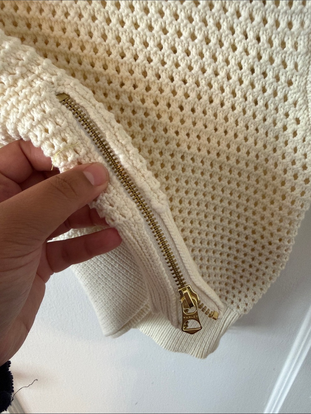 Varley Open-Knit V-Neck Sleeveless Vest in Cream - Picture 6 of 9